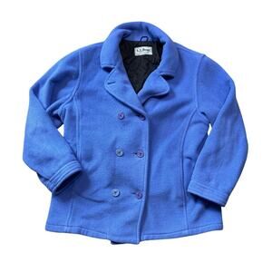 L.L. BEAN WOMENS button up Pea jacket/Coat, Large. Fuzzy & Warm!! Vintage Fleece